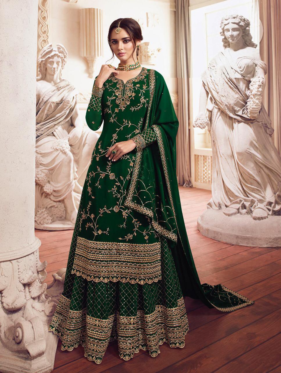 Bollywood Suit Indian Kameez Salwar Party party Green Colour Women Anarkali Gown Pakistani