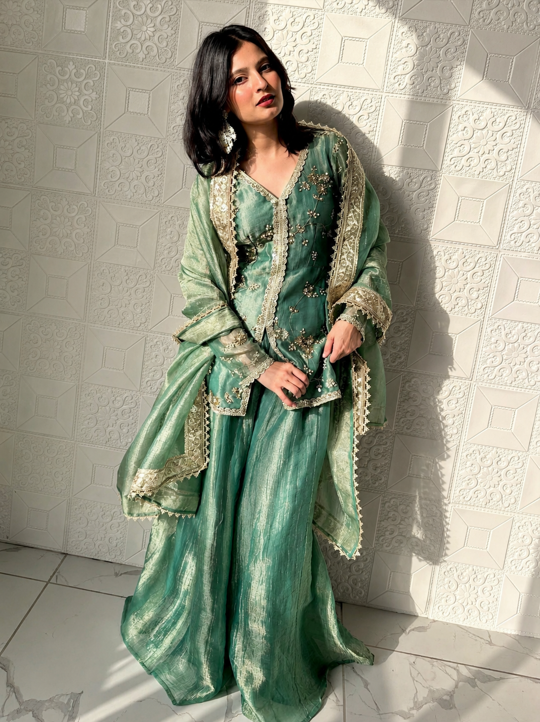 Women’s Firozi Color Ready to Wear Salwar Kameez with Dupatta Designer Ethnic Suit for Wedding & Festival