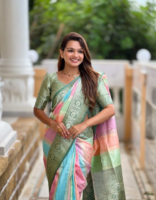 Women's Multi Color Designer Saree with Blouse Traditional Ethnic Party & Festive Wear