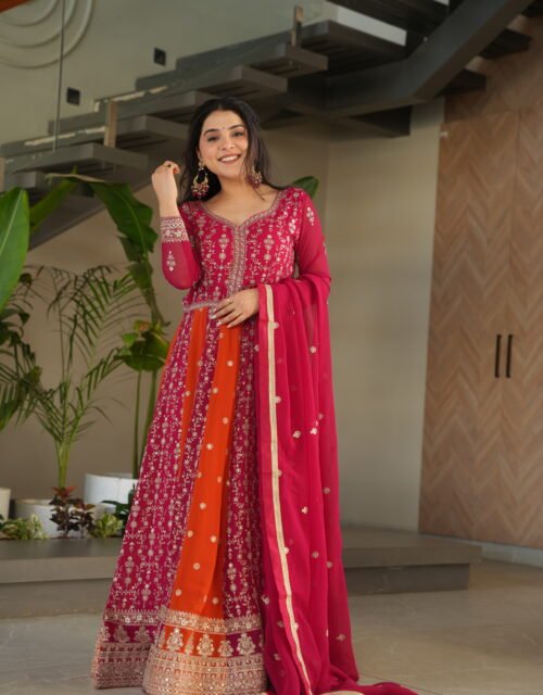 Women's Pink Embroidered Salwar Kameez Set with Dupatta Elegant Ethnic Suit Collection