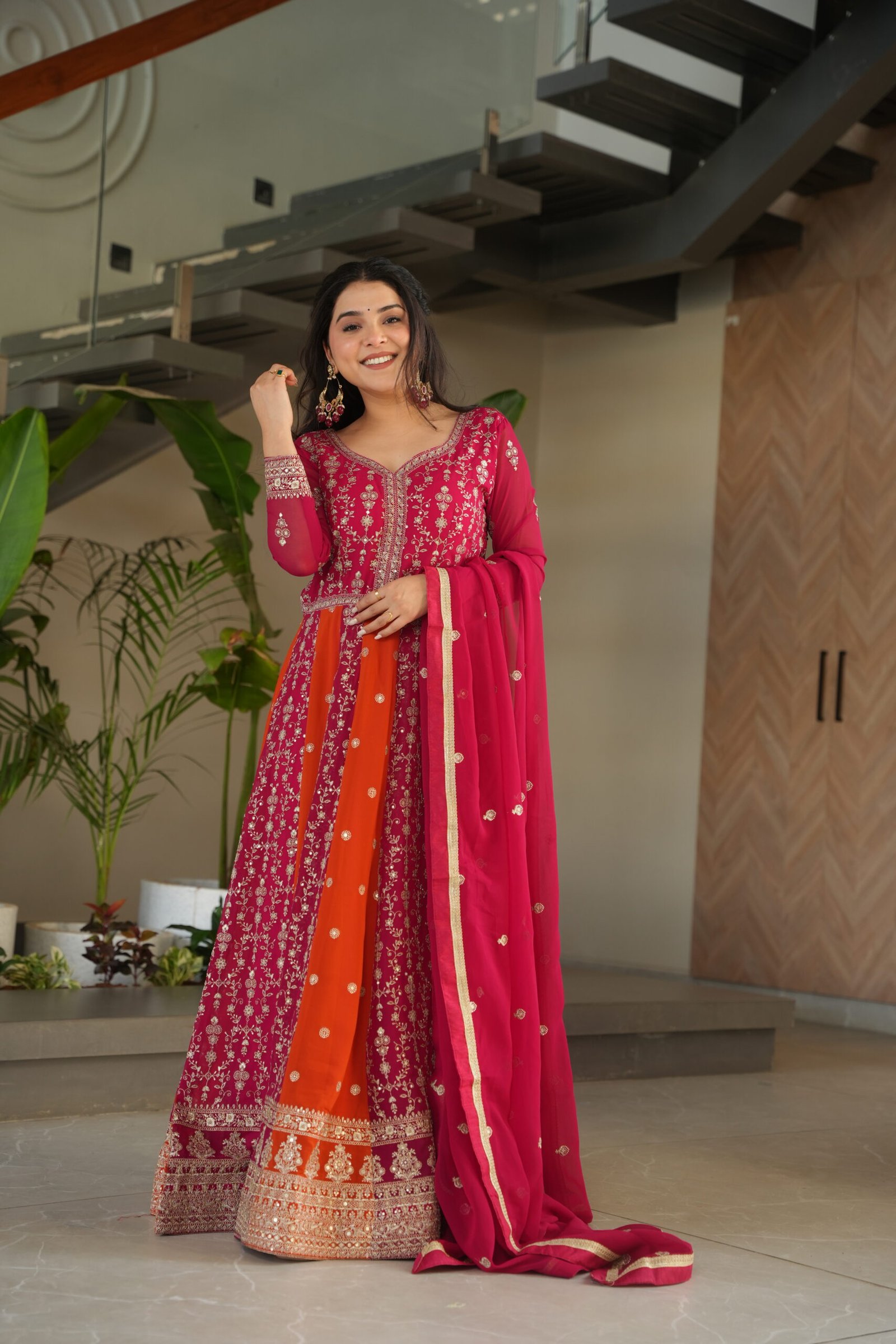 Women’s Pink Embroidered Salwar Kameez Set with Dupatta Elegant Ethnic Suit Collection
