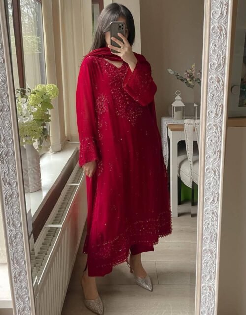 Women's Fancy Ready To Wear Salwar Kameez Heavy Embroidery Indian Wedding Party Wear Designer Stitched Suit Set (Copy)